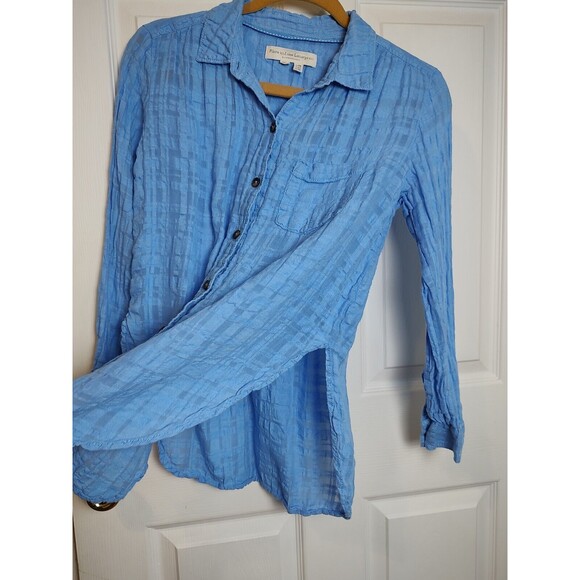 Anthropologie Pilcro And The Letterpress Women's 2 Button Up Blue Gauze - Picture 4 of 7